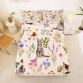 thumbnail image 5 of jejeloiu Wildflower Kitten Cat Full Size Sheets For Girls,Woodland Animal Print Bed Sheets For Girl,4 Pieces, 5 of 6