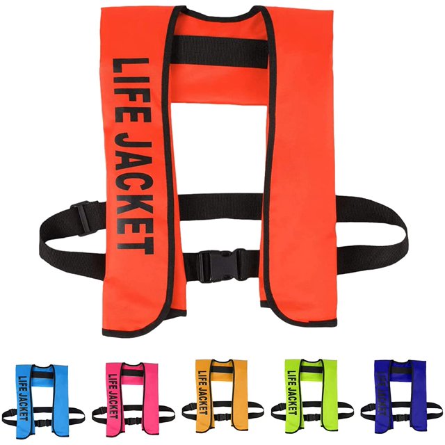 Life Jacket, Automatic Inflatable Life Jacket Vest, Adult Life Vest Water Sports Fishing Kayak Boating Jacket Life Jacket, Automatic and Manual Fast Inflation in 3-5 Seconds, CE Approved