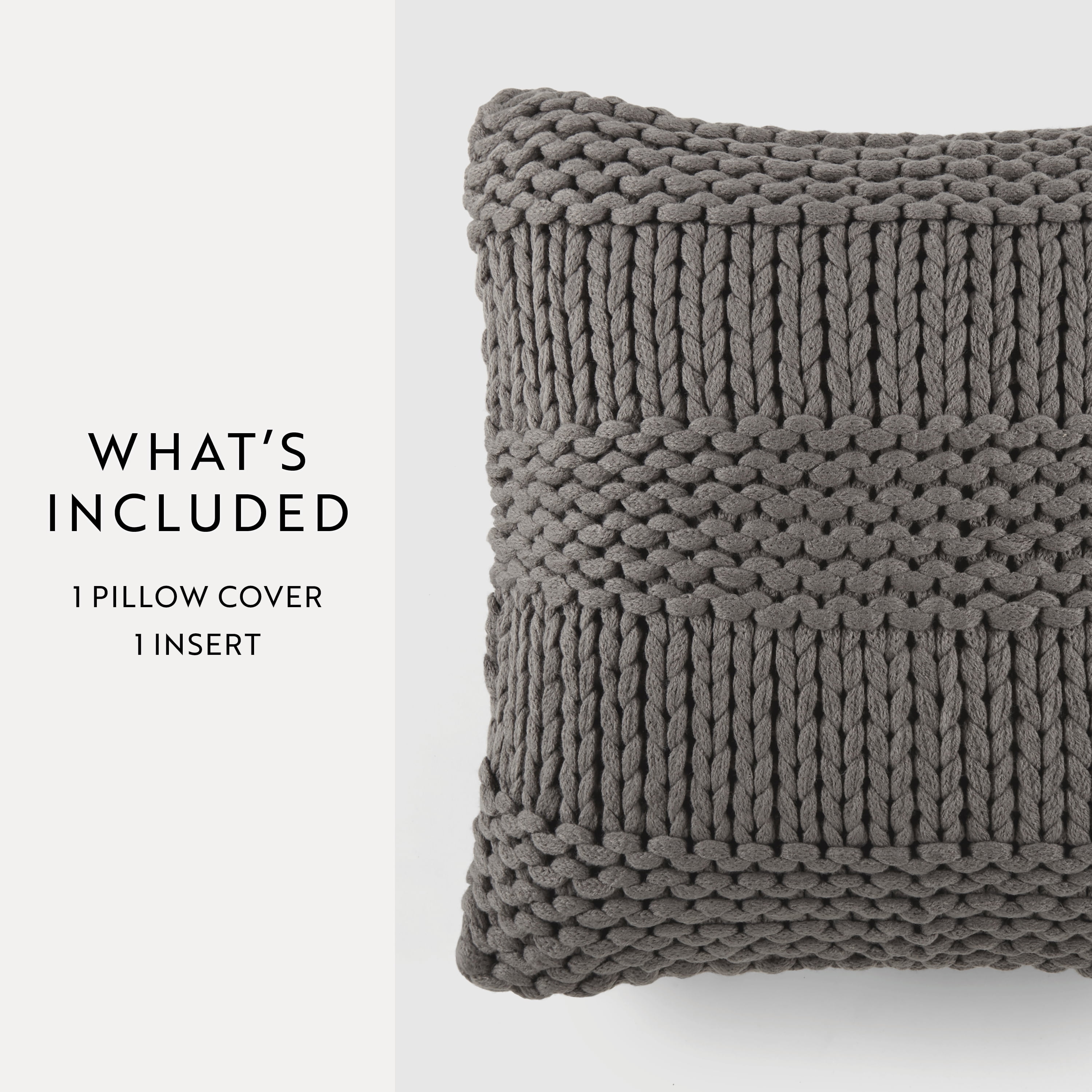 Noble Linens Decor Throw Pillow in Cozy Chunky Knit Fabric