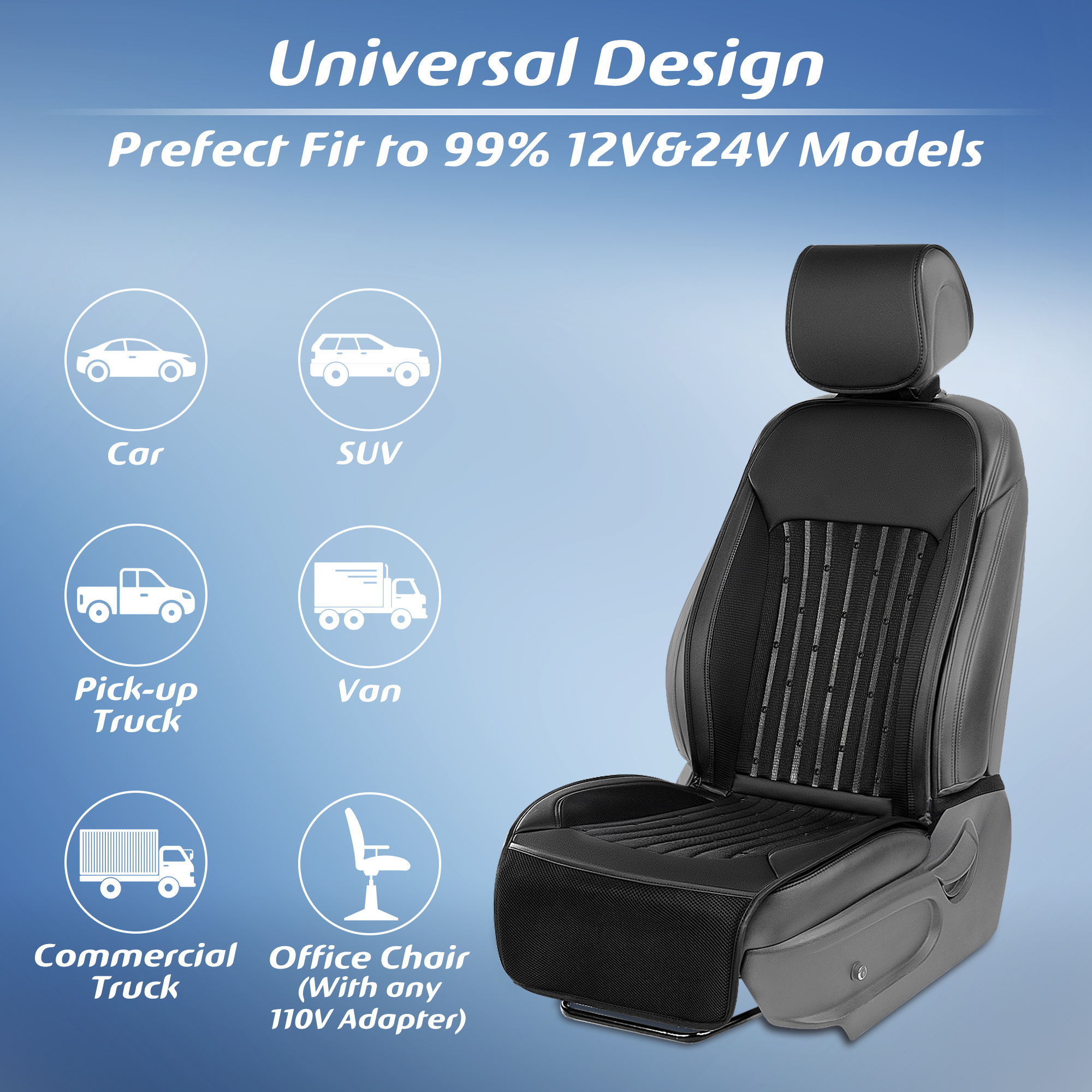 Paffenery Heated and Cooling Seat Cover Front Black photo 6
