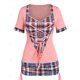 thumbnail image 2 of Camiseta a Cuadros Dobladillo Cordones Rosegal  Camisetas tallas grandes, 2 of 5