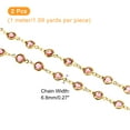 thumbnail image 2 of 2Pack 2 Yards Rhinestone Chain, Pink Beaded Chain with Gold Plated Brass, 2 of 6