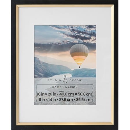 Studio Decor Home Black & Gold Frame with Mat - Elegant Wall Photo Frame, White Mat, Dual-Tone Black and Gold Finish, 16" x 20" / 11" x 14" Display, 1 Pack