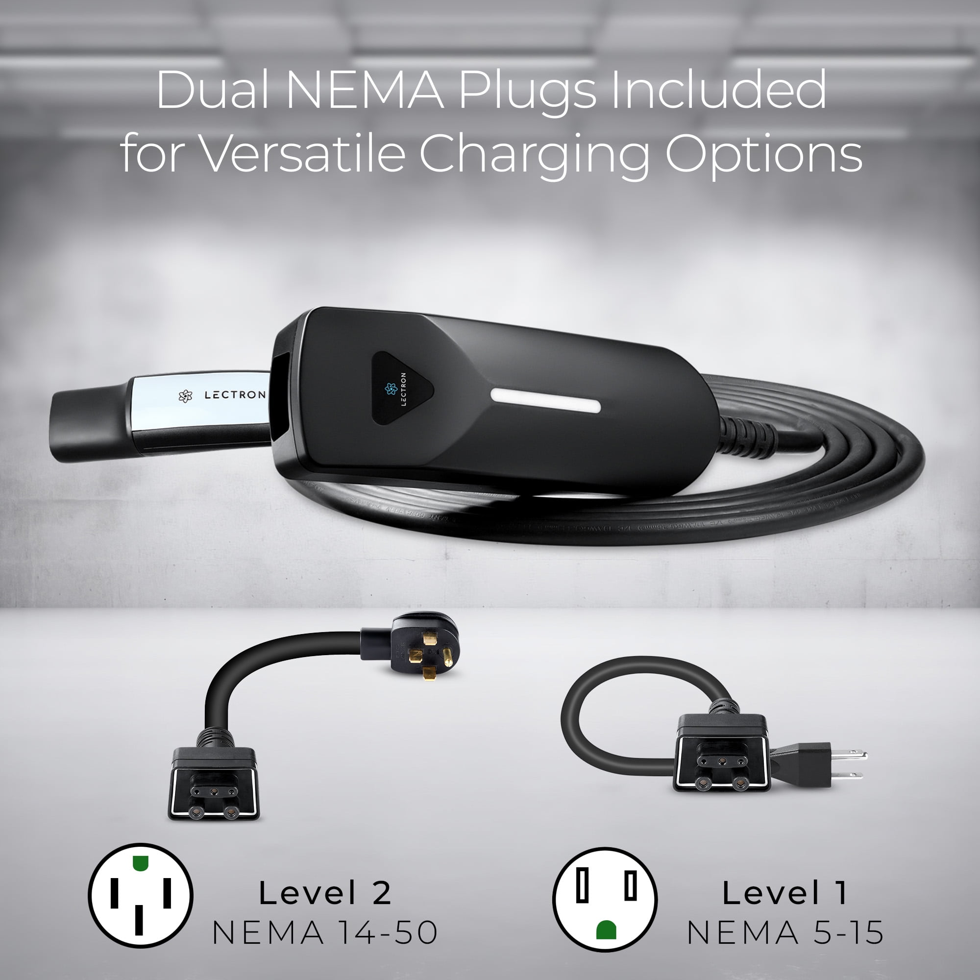 Lectron Level 1/2 (12A & 40A) Tesla NACS Portable Charger - Dual-Level Electric Vehicle Charging Station with NEMA 14-50/5-15 Plug - Compatible with All NACS Electric Vehicles