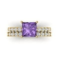 thumbnail image 2 of Clara Pucci 18K Yellow Gold 2.63 Simulated Alexandrite Engraveable Engagement Ring + Wedding Band Set, 2 of 7