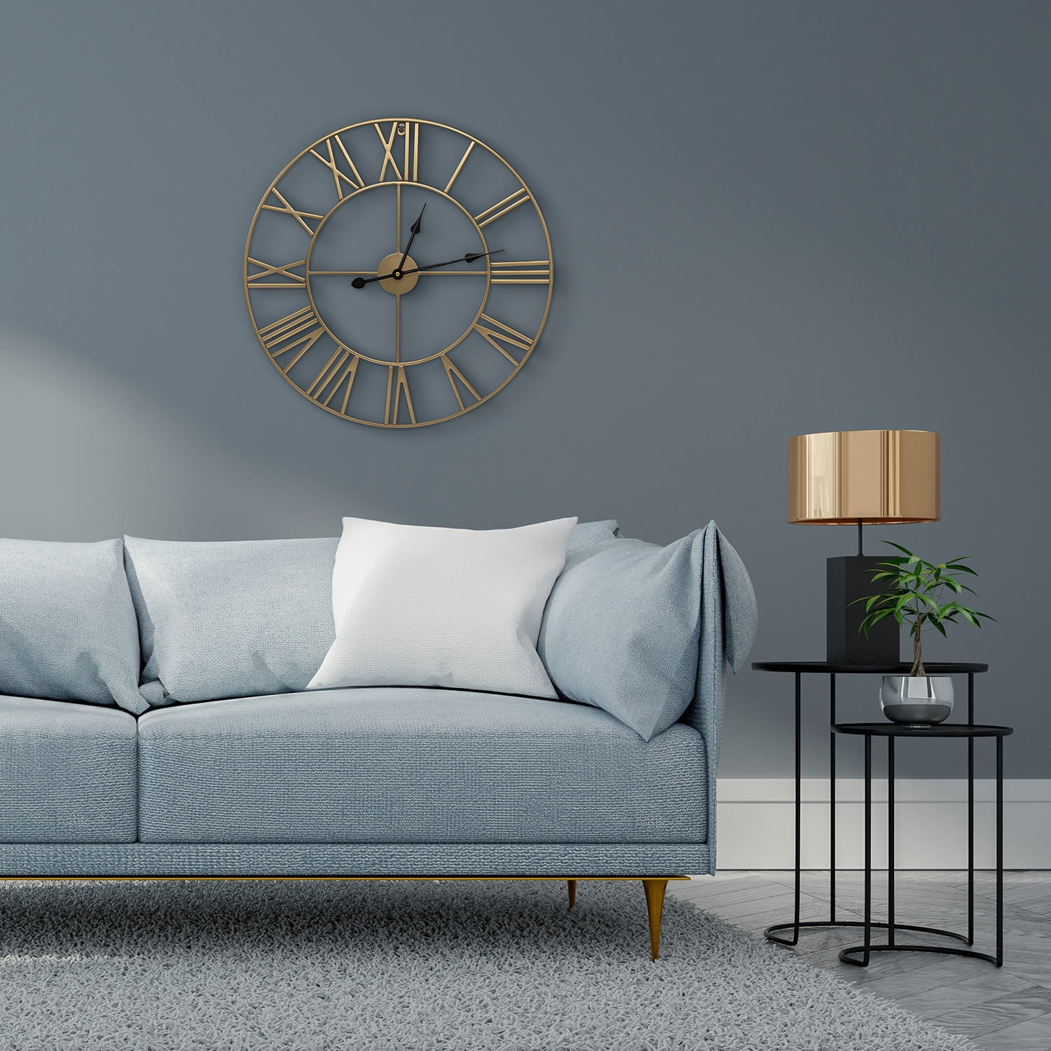 Sorbus 24in Roman Numeral Wall Clock, Decorative Gold Analog Time Display