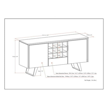 Simpli Home - Lowry Sideboard Buffet with Wine Rack - Distressed Charcoal Brown