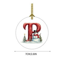 CuiLiyq 26 Initial Letters Christmas Tree Pendant, Xmas Round Ornaments with Rope Personalized Monogram Decorations, for Christmas Party Gifts DIY Decor (Acrylic, Letter-P)