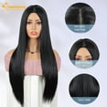 thumbnail image 4 of QUEENTAS 24 Inch Glueless Long Straight Black Wig for Women – Synthetic Heat-Resistant Wig, Wear & Go Pre-Plucked Natural Hairline, Everyday & Party Wig (Black), 4 of 12