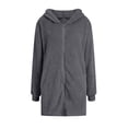 thumbnail image 3 of Cárdigan de Larga con Capucha y Cremallera para Mujer, Chaqueta Holgada de Felpa, Chaqueta de Felpa para Mujer Gris Oscuro XL, 3 of 8