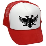 Albanian Eagle Trucker Hat - Mesh Cap (Red, OSFA)