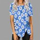 thumbnail image 3 of Blusas de Manga Corta para las Mujeres Botón Impreso Cuello Redondo Top Casual, Blusas para las Mujeres Casual, 3 of 5
