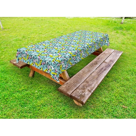 

Geometric Outdoor Tablecloth Italian Style Trippy Memphis Bands Postmodern Kitsch Futuristic Abstract Theme Decorative Washable Fabric Picnic Tablecloth 58 X 104 Inches Multicolor by Ambesonne