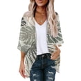 thumbnail image 1 of ICHUANYI Clearance Women's Summer Floral Print Puff Sleeve Cardigan Loose Cover Up Casual Blouse Summer Trendy Tops(Green, M) ICHUANYI WER2023080913901, 1 of 4
