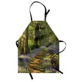 thumbnail image 1 of Woodland Apron A Carpet of Bluebells Spreads through Woodland in Staffordshire England, Unisex Kitchen Bib Apron with Adjustable Neck for Cooking Baking Gardening, Green Purple Brown, by Ambesonne, 1 of 3