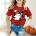 thumbnail image 2 of Staki Toddler Girl Halloween Toddler Baby Girl Halloween T-Shirts Cutest in Graphic Shirts Kid Short Sleeve Tees Vintage Top(Red,8-9 Years), 2 of 5
