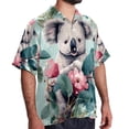 thumbnail image 2 of Koala Men's Short Sleeve Hawaiian Shirt, Casual Printed Button Down Beach Tops, Summer Poplin Spread Collar Unisex Button Down Shirts, 2 of 6