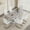 Table+6 White Chairs, variant on StnTalk Modern Dining Table Set for 6, Faux Marble Dining Room Table Set with 6 PU Leather Cantilever Dining Chairs, Rectangular Kitchen Table Set for 6 with MDF Marble Top and Chrome Base