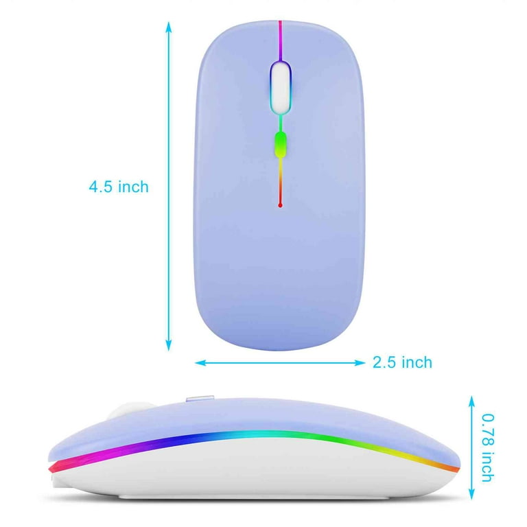 Rechargeable Wireless Mouse,bluetooth Mouse,two Modes(bt 5.1+2.4g Wireless)  Ultra-slim/quiet(800-1200-1600),with Usb Cable,wireless Mouse For Pc/table