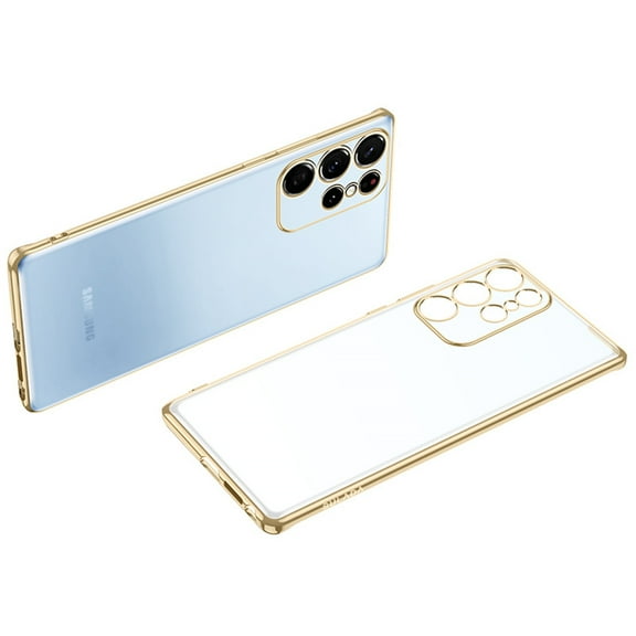 K-Lion Slim Clear Case for Samsung Galaxy S23 Ultra,Crystal Clear Non-Yellowing Shockproof Protective Plating Case,Gold