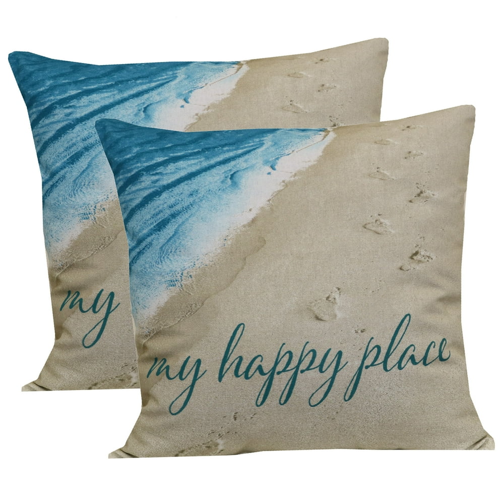 Mainstays My Happy Place 16" Outdoor Throw Pillow, Set of 2 Walmart