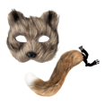 thumbnail image 2 of Conjunto de accesorios de cola de máscara de gato falso, accesorios de disfraces de cosplay de animales para espectáculos escénicos Café, 2 of 8