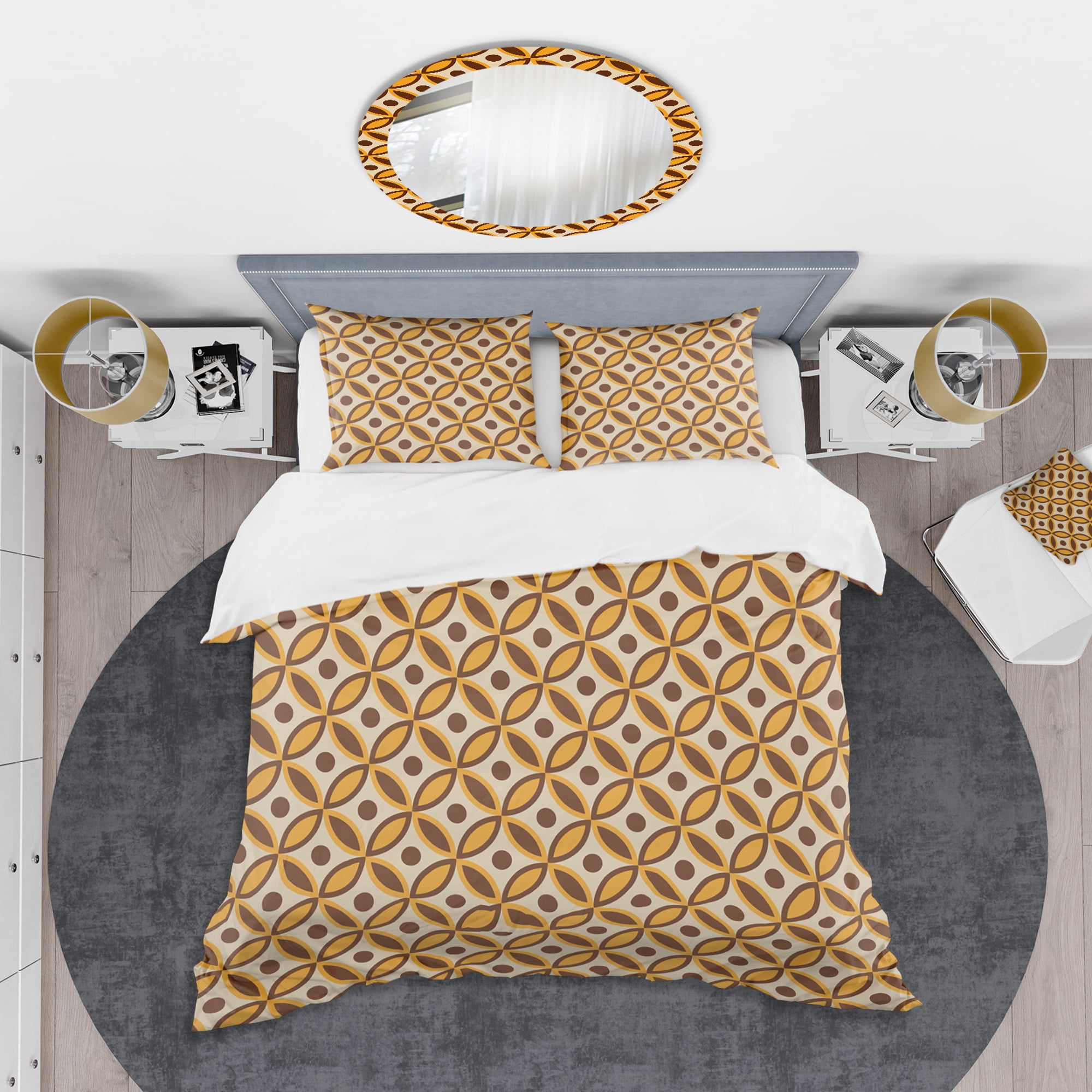 Designart 'Retro Ornamental Design V' Mid-Century Modern Duvet Cover Set