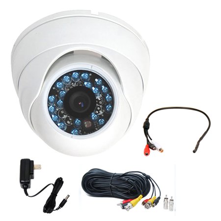 VideoSecu Vandal-proof IR Day Night Vision Security Camera 480TVL 1/3 inch CCD 3.6mm Wide Angle Lens with Power Supply  Cable and Audio Microphone BQY