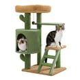 thumbnail image 2 of Pefilos Cat Tree 35 Inches Cactus Cat Tower with Sisal Covered Scratching Post, Cozy Condo, Cat Condo for Multiple Cats Plush Perches and Climbing Ladder for Indoor Cats, Green, 2 of 10