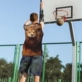 thumbnail image 5 of Pofeuu Cool Fire Lion Print Basketball Jersey, Shirts for Men Youth Basketball Jersey Crew Neck-4X-Large, 5 of 6