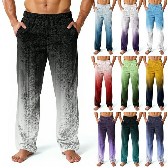 Men's Allover Printed Home Pants Sleeping Pajama Pants - Long Pants with Pockets for Winter Lounging, Bedtime Comfort and Holiday Relaxation,Black,L