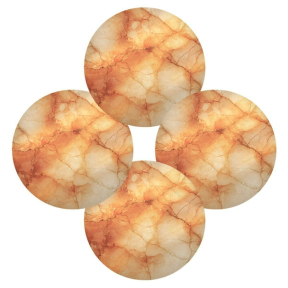 Round Placemats Set of 4 Heat Resistant Washable Kitchen Table Decorations 15.4in Orange Marble Crack