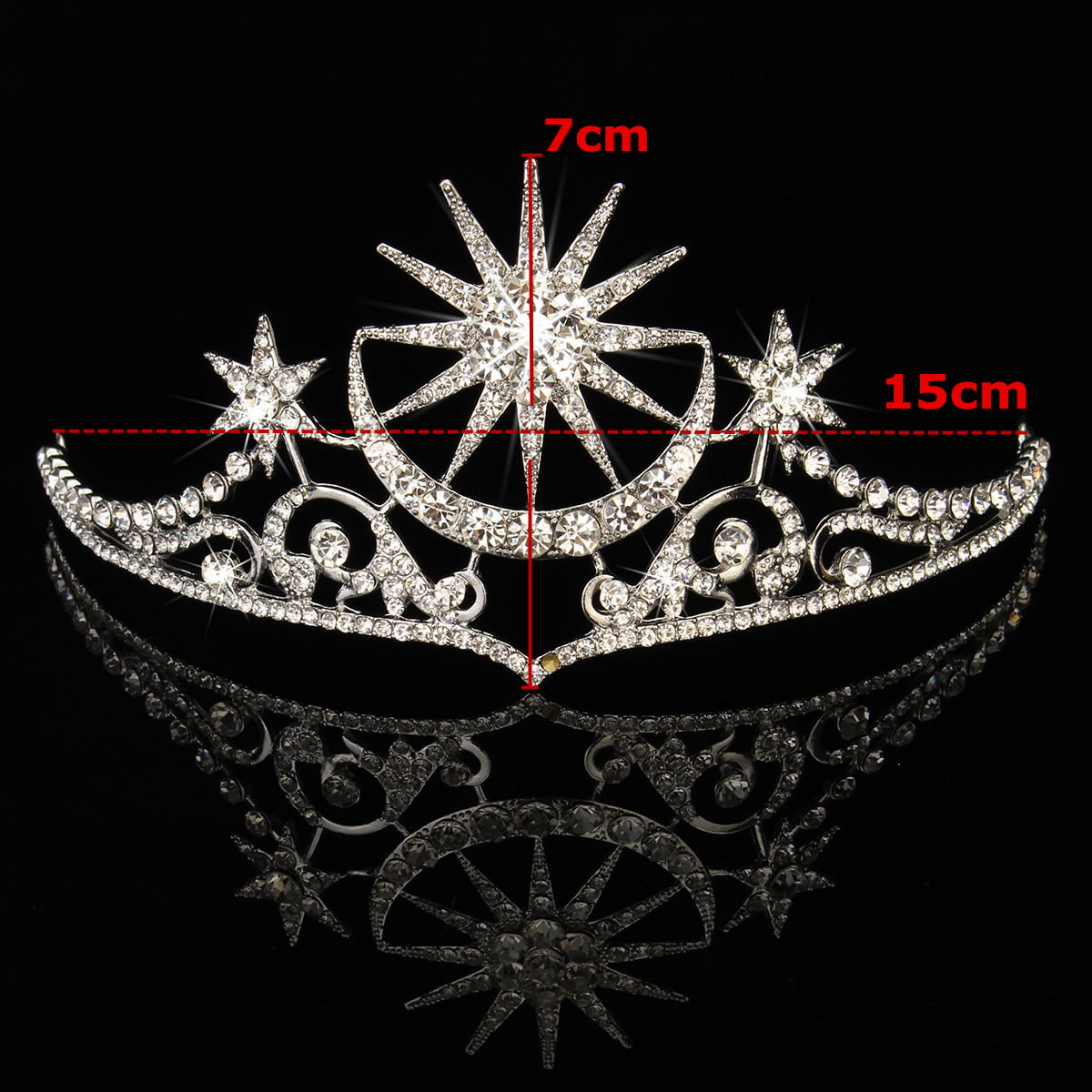 7cm High Crystal Tiara Earrings Set Wedding Party Pageant Prom Crown 2 Colours 