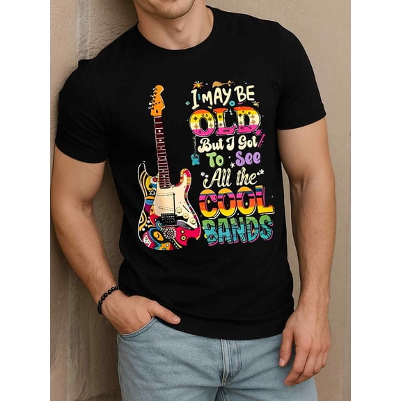 Greenink Vintage Rocker's Concert Tee Mens graphic t shirts black gifts graphic tees Perfect for exercise Vintage Unisex Shirt Short Sleeve tshirts