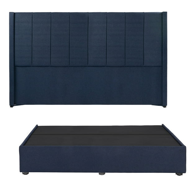 Box Base Cama King Size + Cabecera Nizza Dicasa Azul