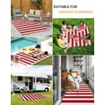 thumbnail image 5 of Outdoor Rug 4x6 ft Red White Vintage Striped Waterproof Outdoor Patio Rug Mat Non Slip Outside Area Rugs Carpet for RV,Camping,Porch,Deck,Pool,Balconybackyard,Abstarct Modern Geometric Art, 5 of 9