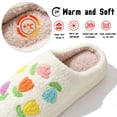 thumbnail image 3 of BERANMEY Cute Flower Print Slippers for Women Soft Plush Comfy Warm Slip-On Couple Womens Slippers Indoor Fluffy House Slippers for Womens Non-slip Fuzzy Flat Slides, 3 of 9