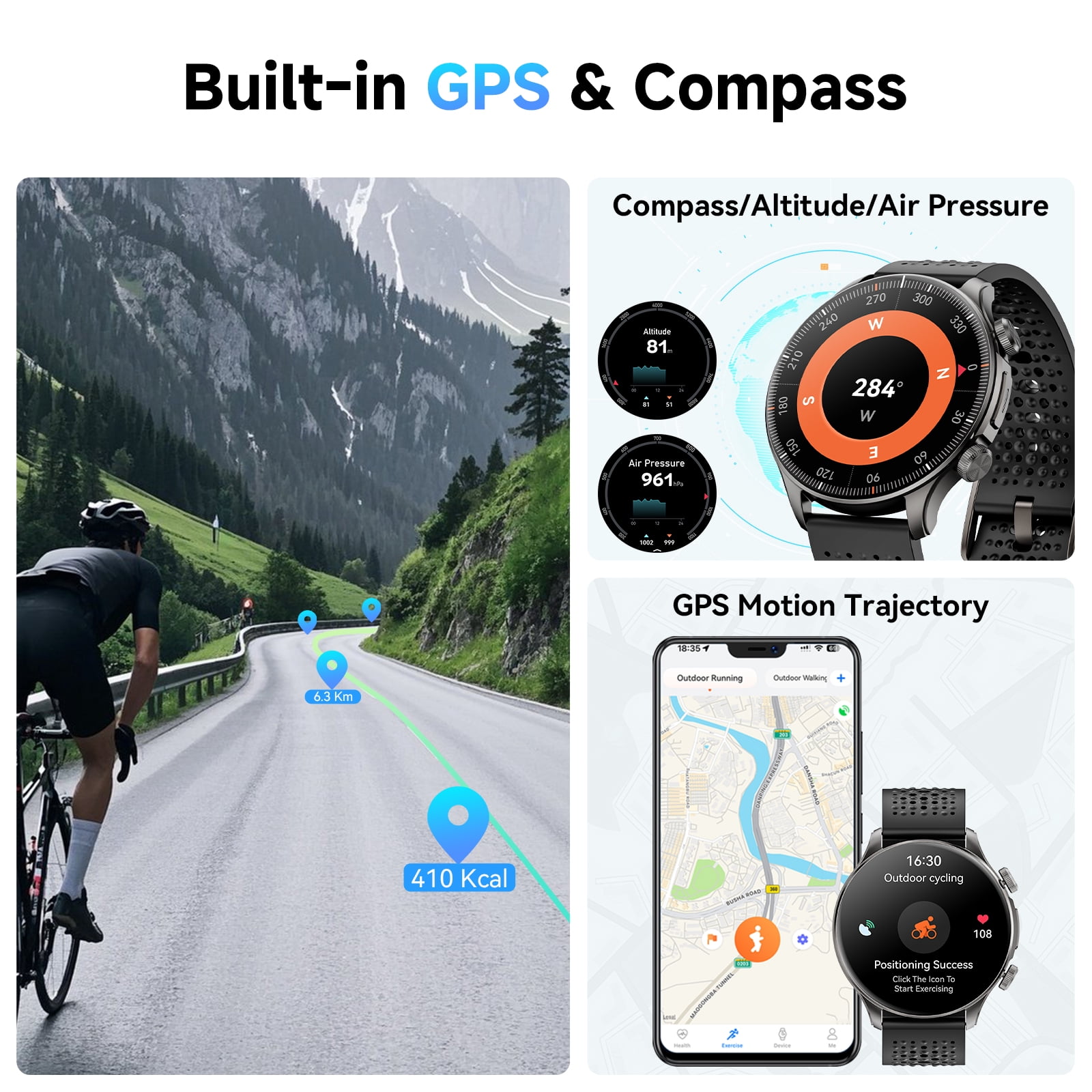 Mingdaln GPS Smart Watch for Men,50MM AMOLED screen,with 5ATM waterproof/Answer/Make Calls,fits for Android iPhone devices (Zinc alloy Black)