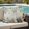 thumbnail image 4 of Thanksgiving Outdoor Waterproof Pillow Covers, Green Eucalyptus Leaves Orange Pumpkin Decorative Square Throw Pillowcase Sofa Cushion Sham for Patio/Couch/Chair, 26"x26" 2 Pack, 4 of 8