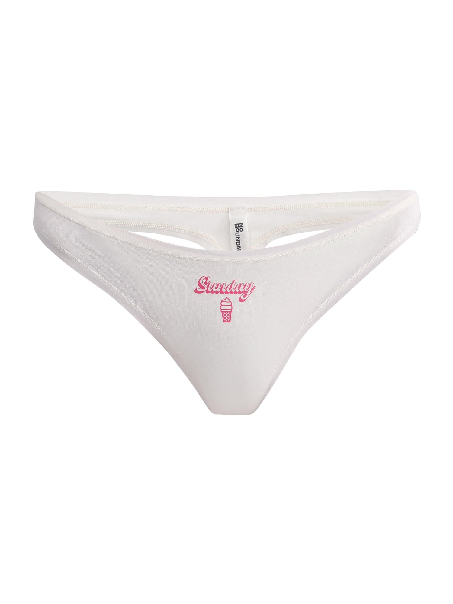 No Boundaries Cotton Thong Panties, Days of the Week - 7 Pack, Women’s and Women’s Plus, Sizes XS-XXXL