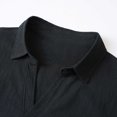 thumbnail image 6 of TOUMENY Men Linen Shirts Casual Long Sleeve Lightweight Breathable Shirt Solid Button Down Loose Fit Vacation Beach Summer Fall Tops Black L, 6 of 7