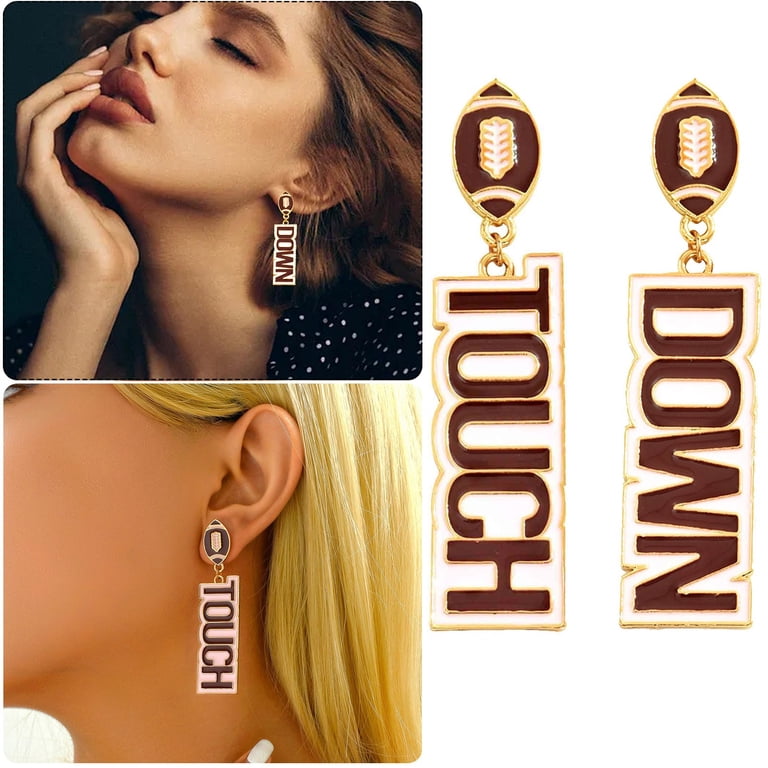 Touch Down Football Earrings For Women – Game Day Jewelry Gift For Sports Fans (Team Spirit)