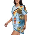 thumbnail image 2 of Bixox Women's Giraffe Come Out From Zipper Printed Pajama Set 2 Piece Lounge Set Top and Shorts Soft Pajamas, Shorts with Pockets, 2 of 7