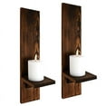 thumbnail image 3 of Set of 2 Wooden Wall Candle Sconces Rustic Wall Mount Wood Pillar Candle Sconces for Living Room Vintage Wall Candle Holders, 3 of 8