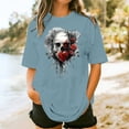 thumbnail image 5 of Inverlee Womens Short Sleeve Plus Size Tees Summer Trendy Gothic Floral Print Tops Casual Loose Fit Pullover Tshirts, 5 of 5