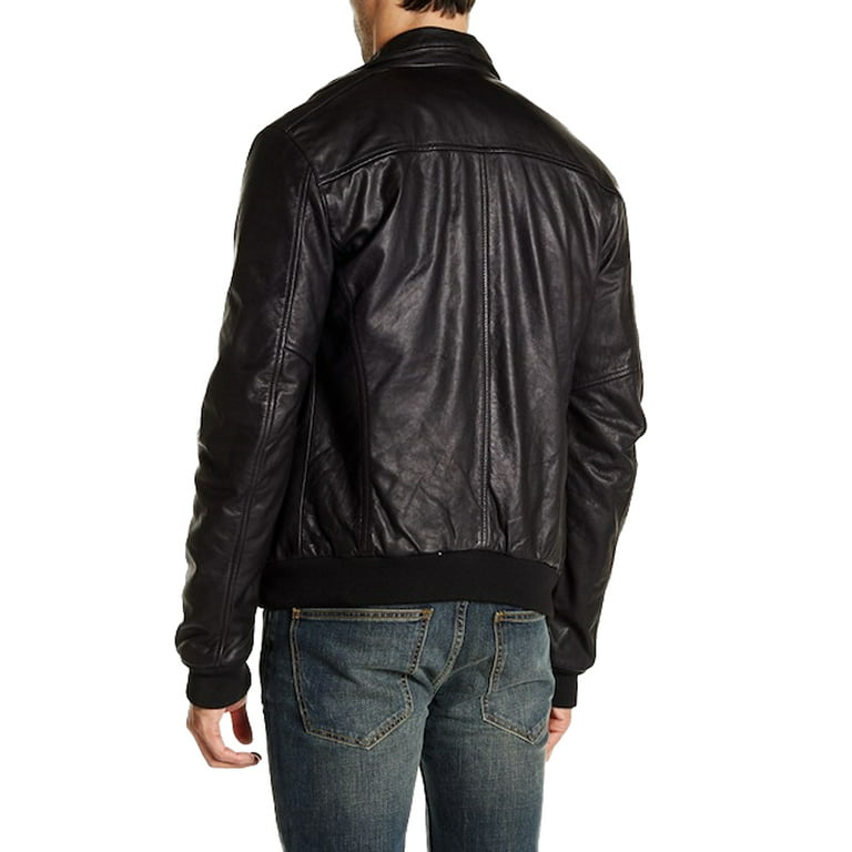 BLK DNM Men's Leather Jacket 80 Moto Jacket, Black, Small