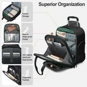 TIAWOLT Multi-functional 16-Inch Underseat Carry on Luggage With Wheels Softside Lightweight Compact Travel Business Suitcase bag for Pilots and Crew,Black