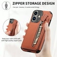 thumbnail image 4 of Dteck Wallet Case for iPhone 11 Zipper Wallet Case with Credit Card Holder Slot Zipper Handbag Purse Protective Leather Case for Apple iPhone 11 6.1",Brown, 4 of 8