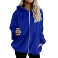 thumbnail image 2 of Fartey Plus Size Winter Fleece Coat for Women Fuzzy Zip Up Hoodie Coats Casual Loose Long Sleeve Warm Jackets Fashion Simple Solid Color Outerwear with Pockets, 2 of 7