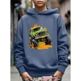thumbnail image 3 of Mikrdoo Truck & Mud Print Hoodie For Kids, Stylish Pullover Long Sleeve Casual Top, Boy's Clothes, As Gift, 3 of 8